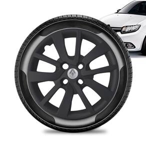 Calota Renault Logan aro 14 2014 15 16 20 Preta Fosca Prata