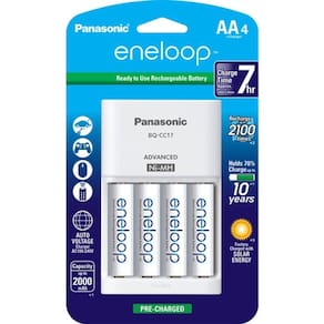 Carregador de pilhas Panasonic eneloop com 4 pilhas AA 2000mAh