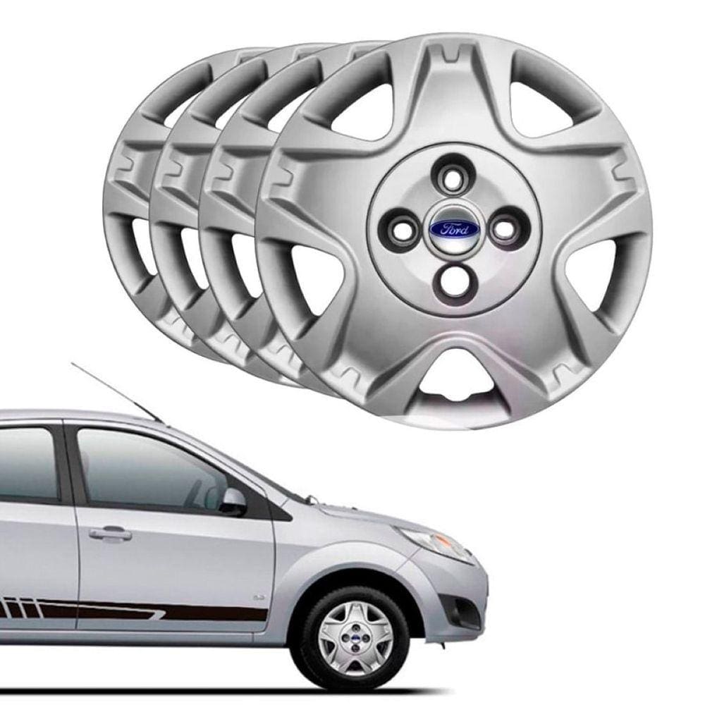 Jogo Calota Ford Fiesta Sedan Aro 14 2011 2012 2013 Prata