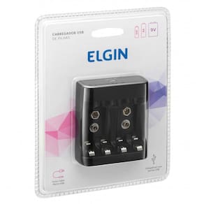 Carregador de Pilhas e Bateria AA/AAA/9V e USB SCUSB Preto