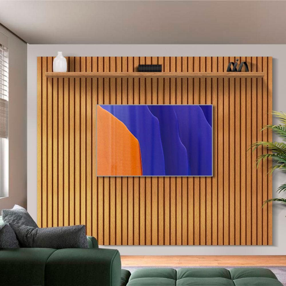 Painel De TV Para Sala Ripado Até 75 Polegadas 1.8 Nature Júpiter Shop JM