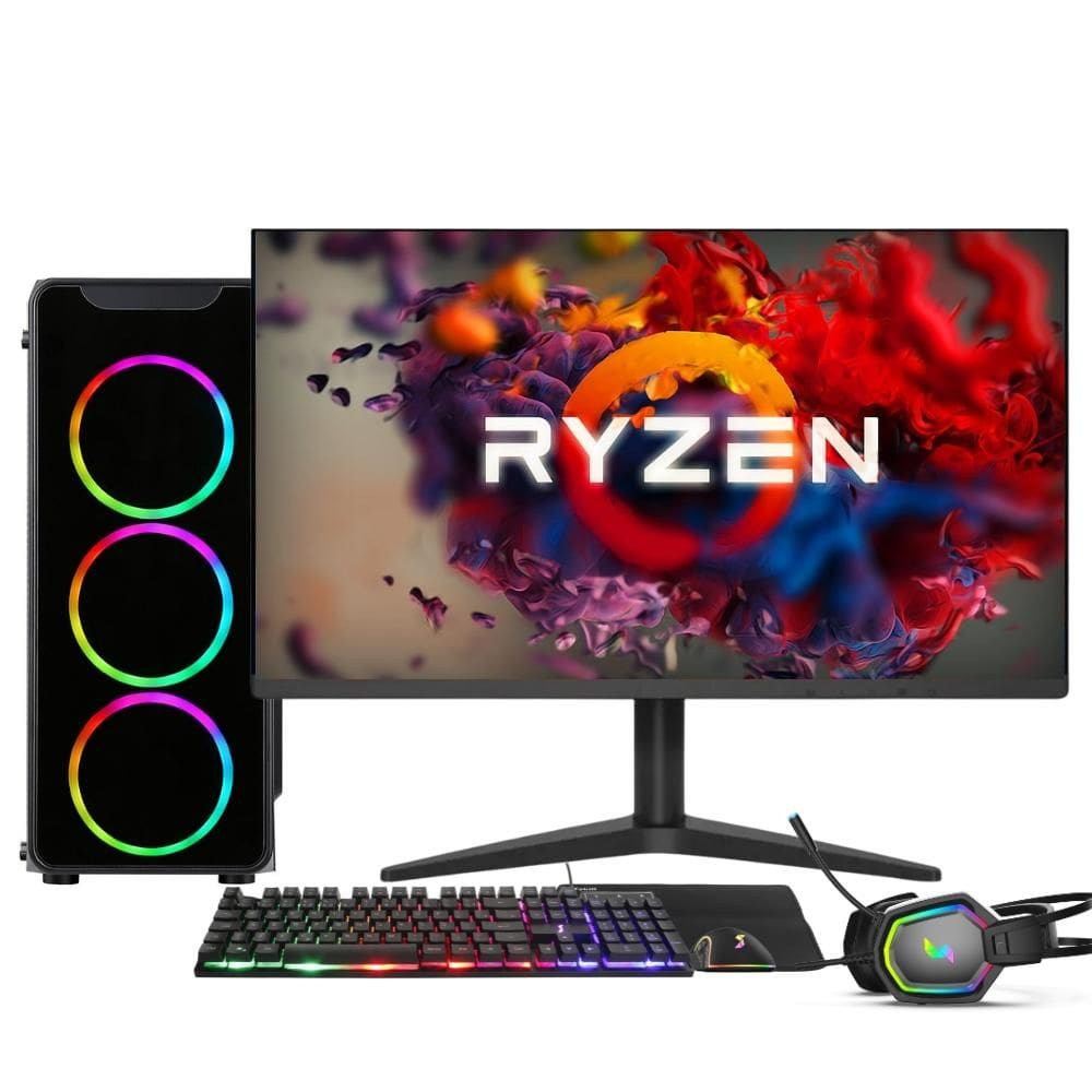 PC Gamer Completo AMD Ryzen 5 5600G, Gráficos Radeon VEGA 7, 16GB DDR4, SSD 512GB, Fonte 500W, Monitor 24&quot; 75Hz, 3green Force - 3F-018