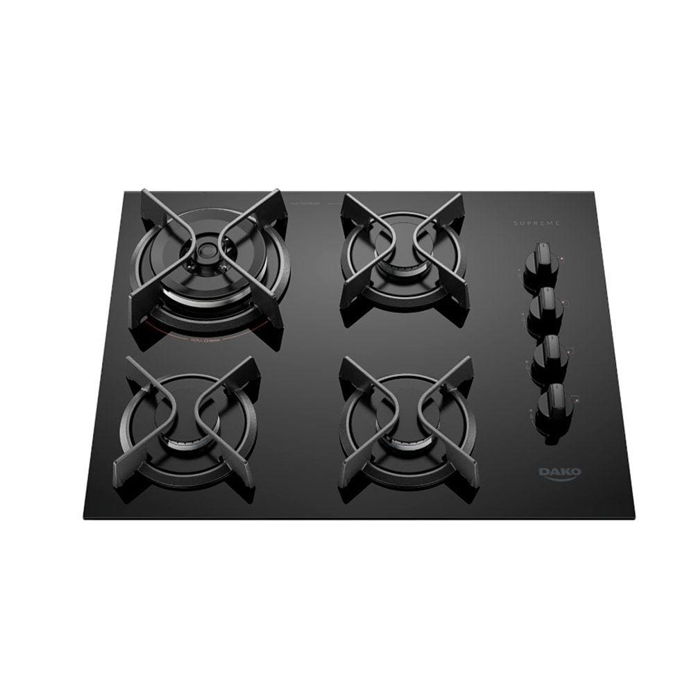 Cooktop 4 Bocas Dako Mesa de Vidro e Tripla Chama Supreme Bivolt