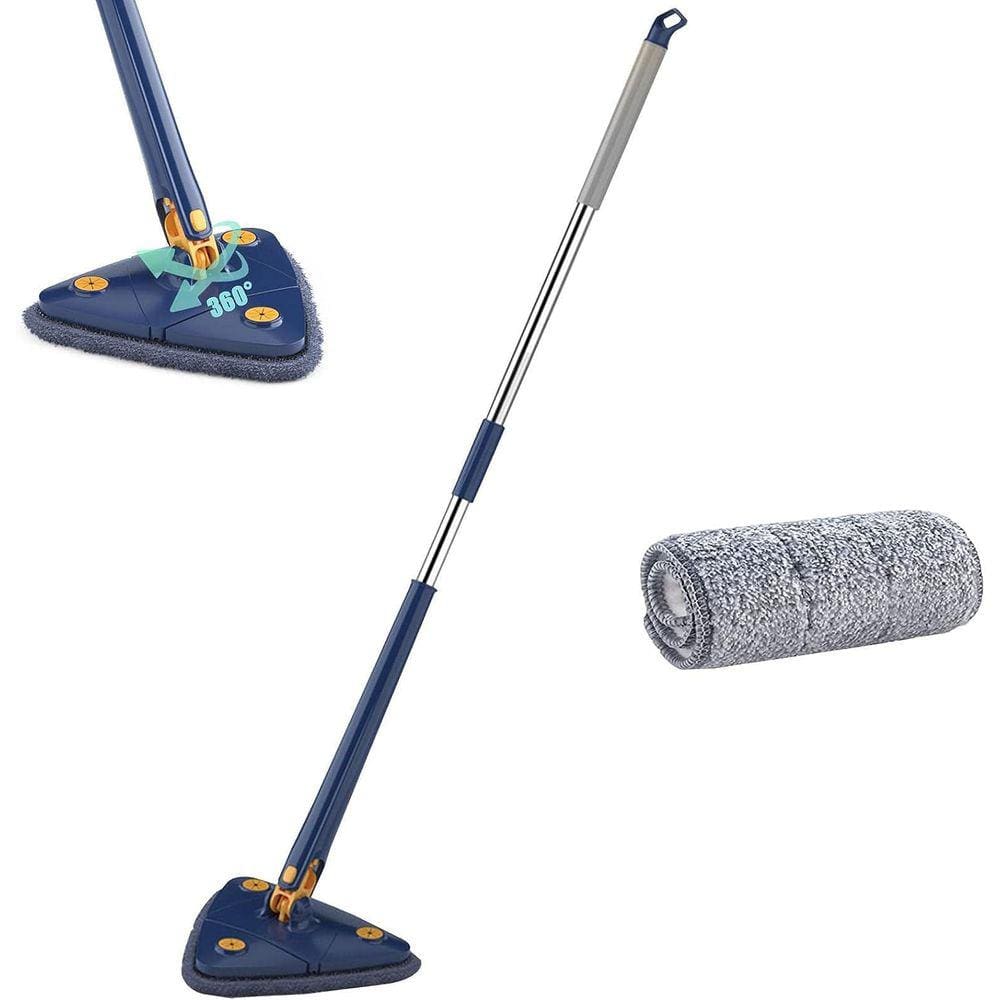 Mop Triângulo - Mop de limpeza ajustável giratório de 360 graus Esfregona de limpeza de pó de microfibra C/ 1 pano