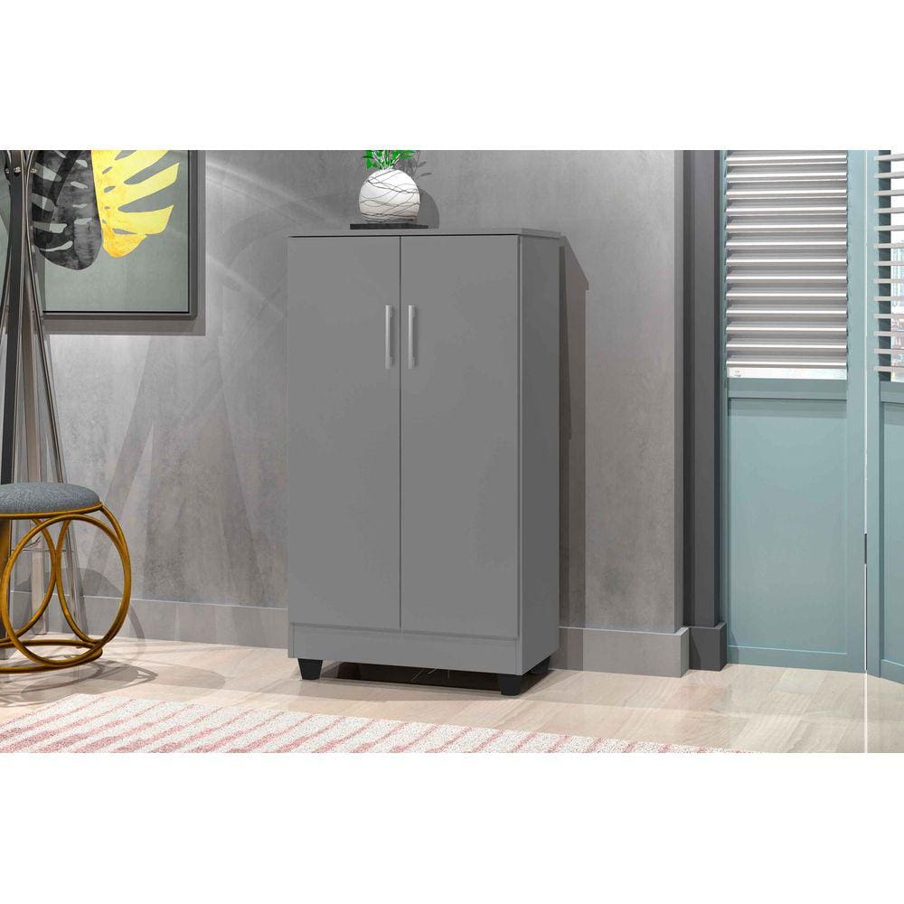 Armário Multiuso Sapateira 2 Portas Smart Cinza - Rede Moveis