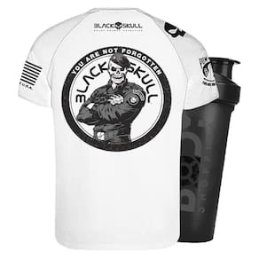 Camiseta Dry Fit Bope Branco G + Shaker - Black Skull