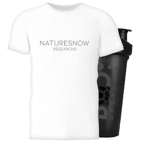 Camiseta Algodao Branco G + Shaker - Natures Now