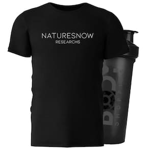Camiseta Algodao Preto Gg + Shaker - Natures Now