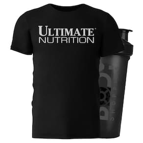 Camiseta Dry Fit Preto M + Shaker - Ultimate Nutrition