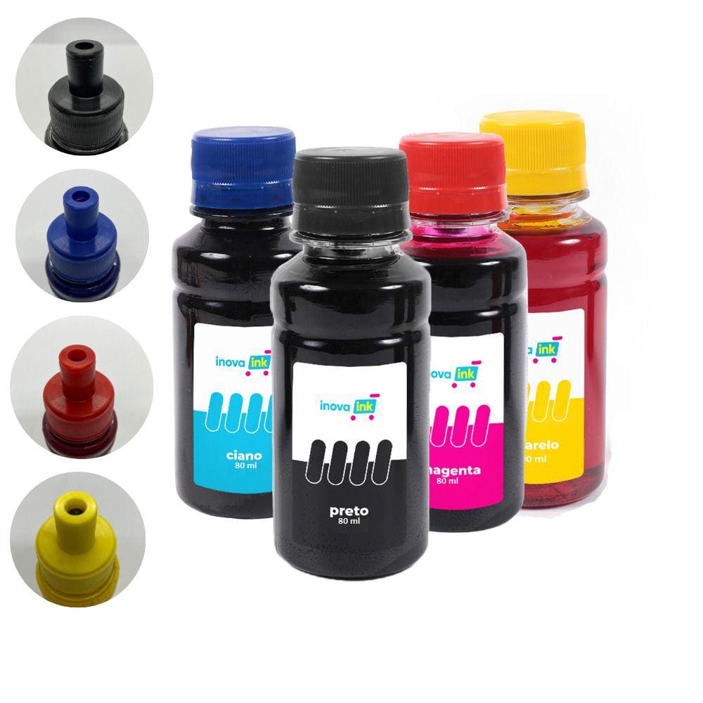 Kit 4 Tintas Compatível HP Ink Tank 581 80ml Inova Ink