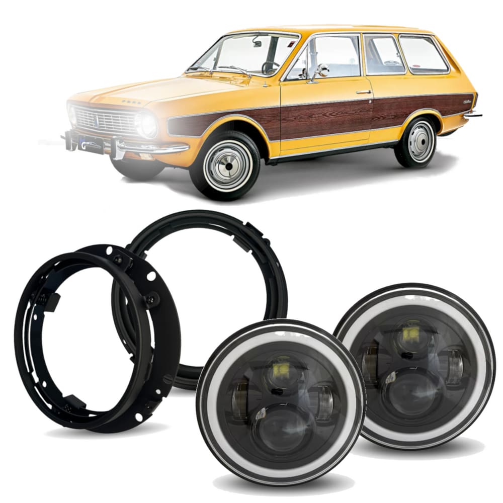 Par Farol Led Angel Eyes + Suporte Ford Belina 1 1970 a 1977