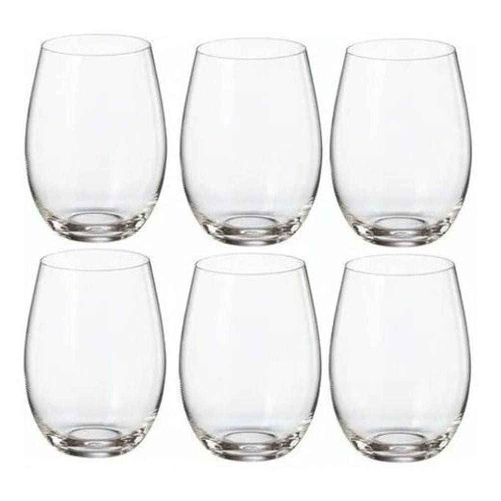 Kit 6 Copos Crystal Bohemia Titanium Água Suco Drink 560Ml