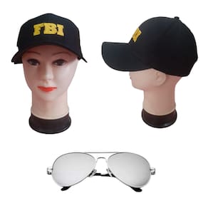 Kit Fantasia Do F B I C/ Boné Bordado e Óculos Espelhado