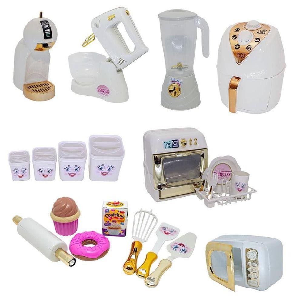 Kit Brinquedo Cozinha Princesa Doce Louça Batedeira 22Pç