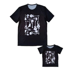 Camisetas Tal Pai Tal Filho Estampa Guitarras Kit Com 2 Peças Adulto e Infantil