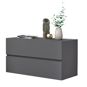 mesa de cabeceira eros 60 estilo clean 2 gavetas corrediças telescopica cor cinza