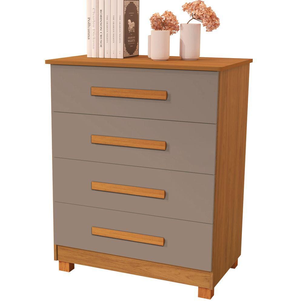 Cômoda de Qualidade com 4 Gavetas100%MDF  Suíça Nature Griss