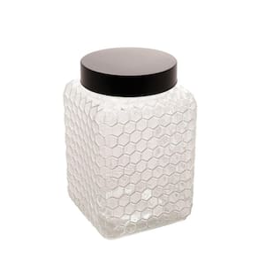 Pote de Vidro Tampa Preta Colméia 13x20cm 2,4l - Wolff