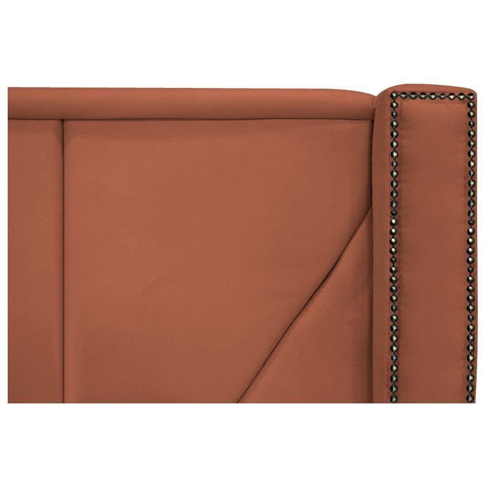 Cabeceira Queen 160 Cm Para Cama Box Suede Terracota