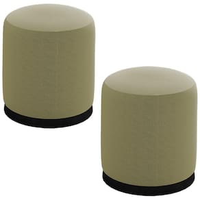 Kit 2 Puff Puf Para Sala Base Metal Saien Linho SL 75 Peer