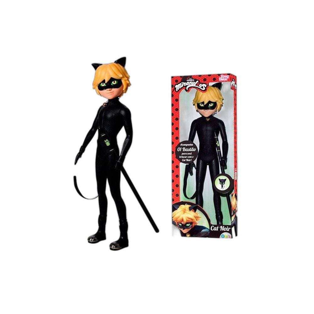 Boneca Miraculous Ladybug e Boneco Cat Noir 