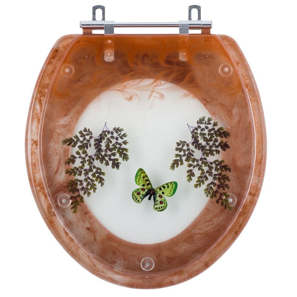 Assento Sanitario Poliester Decorado Borboleta Caramelo para Vaso Convencional