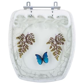 Assento Sanitario Poliester Decorado Borboleta Branco City para vaso Celite