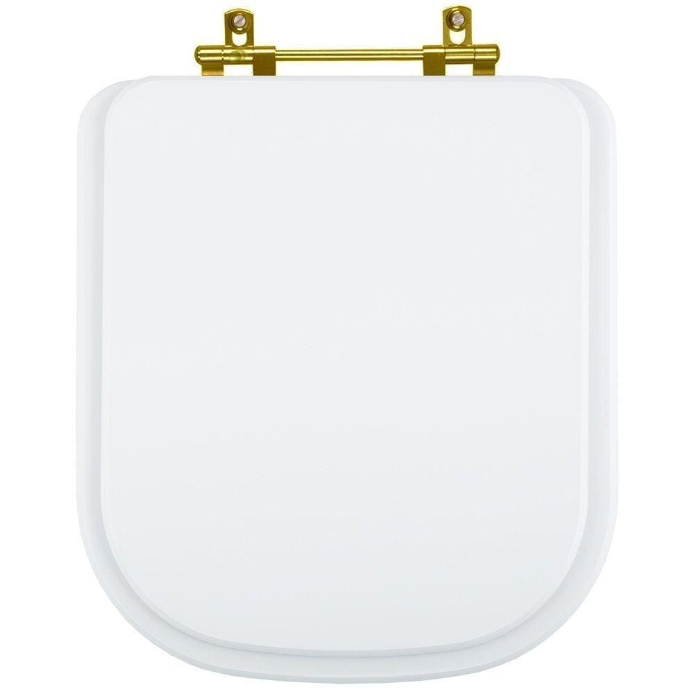 Assento Sanitário Quadra Branco para vaso Deca Com Ferragem Dourada
