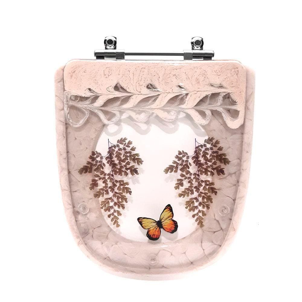 Assento Sanitário Poliester Ibiza Pêssego com Borboleta Amarela para vaso Incepa