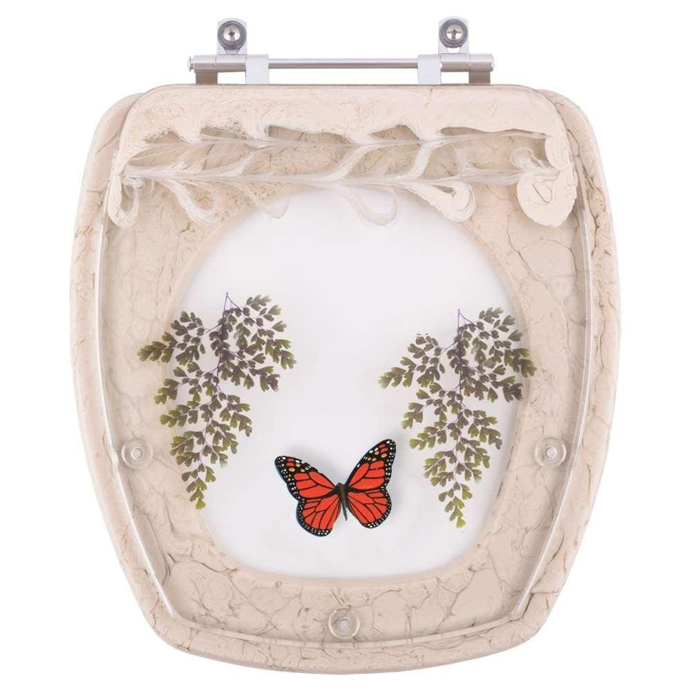 Assento Sanitário Poliester Thema Decorado Biscuit Com Borboleta Vermelha