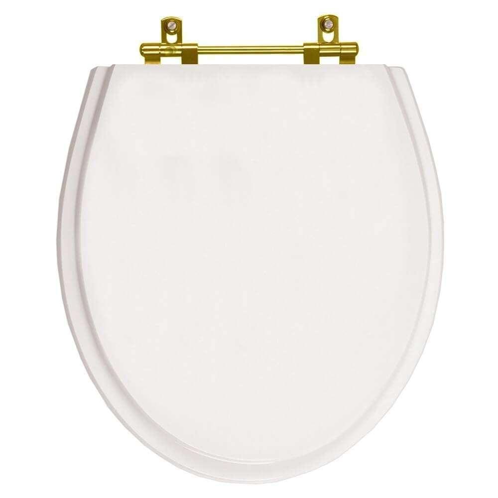 Assento Sanitário Poliester Ritz Branco com Ferragem Dourada