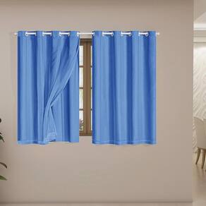 Cortina Blackout Voil 2,00,X1,40 Corta Luz Sala Quarto Azul