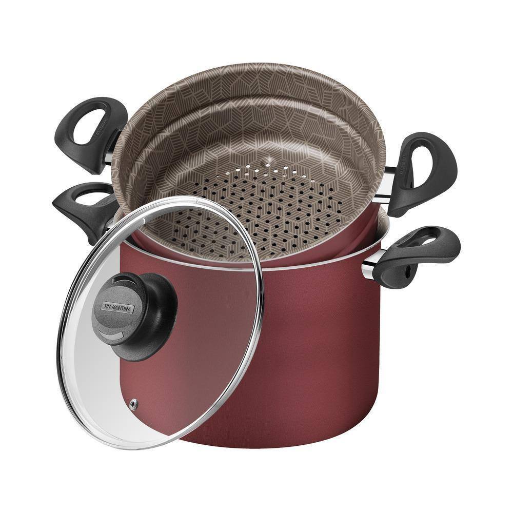 Cozi-Vapore Tramontina Antiaderente Loreto 22Cm Vermelho