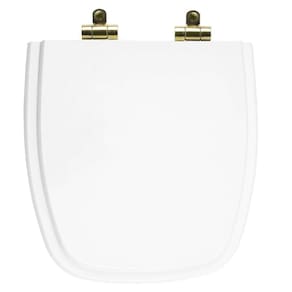 Tampa de Vaso Poliéster Com Fechamento Lento City Branco para louça Celite com Ferragem Dourada