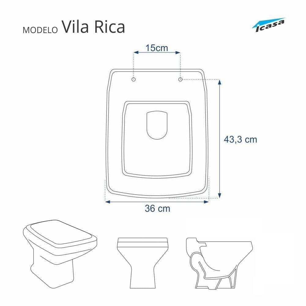Tampa de Privada Poliéster Vila Rica Cinza Claro para louça Icasa 6lpf