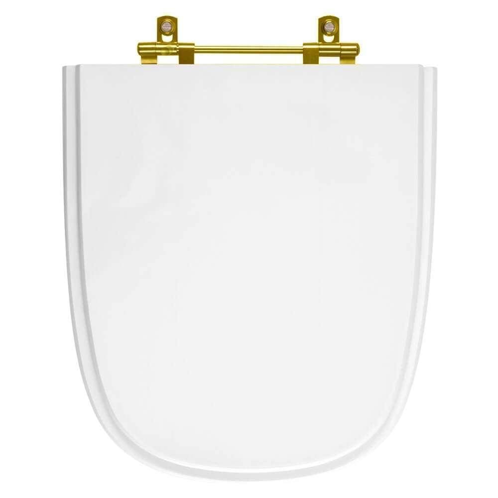 Tampa de Vaso Ibiza Branco para bacia Incepa Com Ferragem Dourada