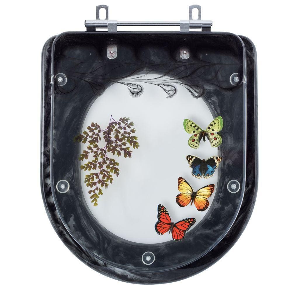 Tampa para Vaso Deca Vogue Plus Preto com 4 Borboletas