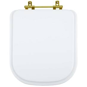 Assento Sanitário Quadra Branco para vaso Deca Com Ferragem Dourada
