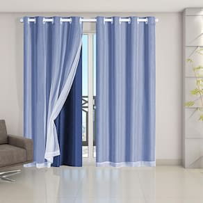 Cortina Blackout Voil 2,80X2,30 Porta Balcão Marinho