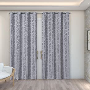 Cortina Jacquard 2,70M X 2,30M Decoração Sala Quarto Cinza