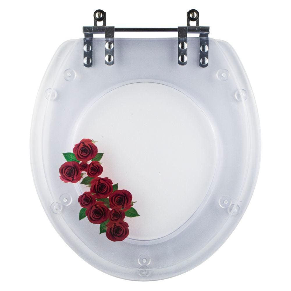 Tampa De Vaso Acrílico Oval Convencional Transparente Decorado para Todas as Marcas