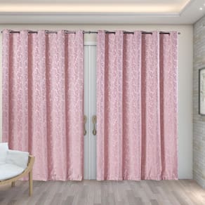 Cortina Jacquard 4,00M X 2,70M Decoração Sala Quarto Rosa