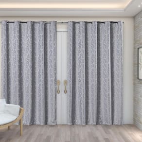 Cortina Jacquard 4,00M X 2,70M Decoração Sala Quarto Cinza