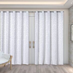 Cortina Jacquard 4,00M X 2,70M Decoração Sala Quarto Branco