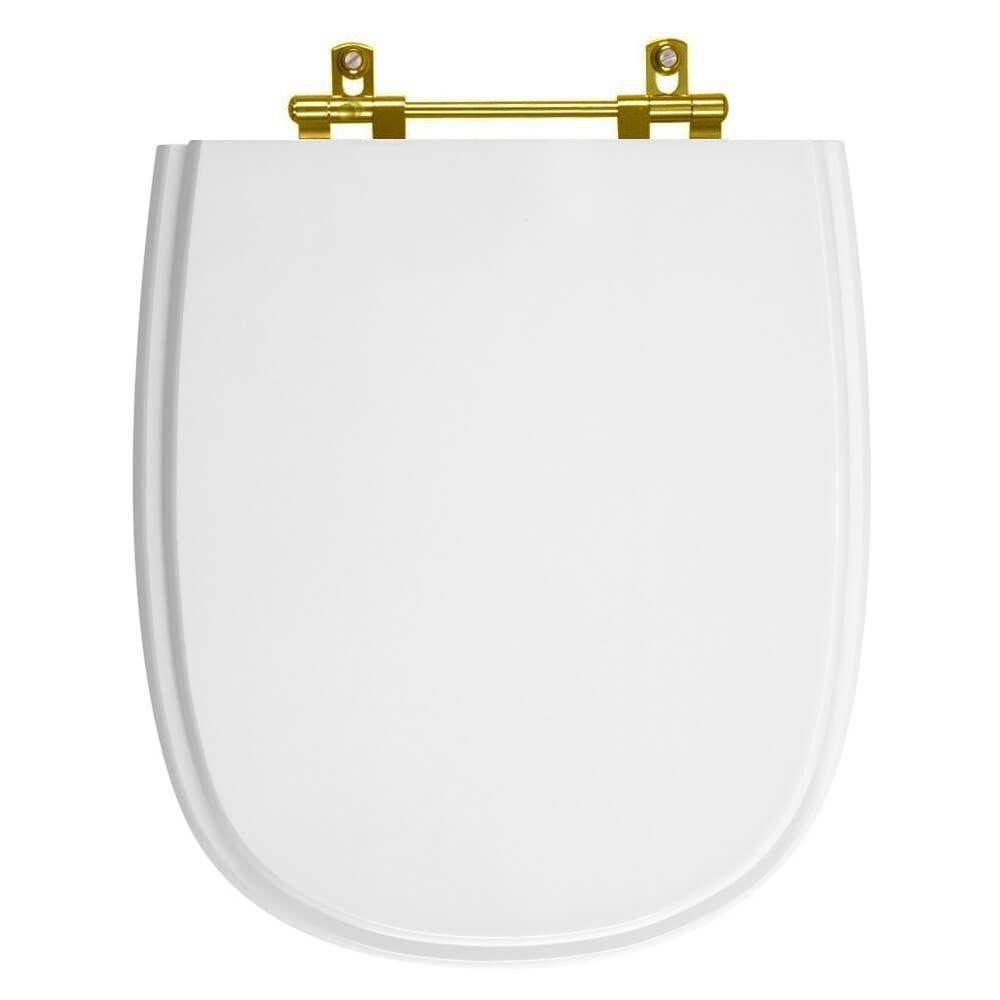 Tampa De Vaso Paris Branco Com Ferragem Dourada Para Ideal Std