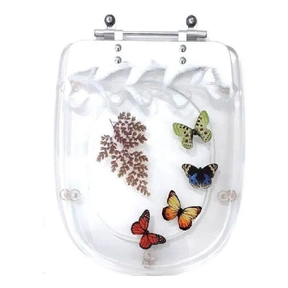 Tampa De Vaso Decorada Sabatini Icasa 4 Borboletas Branco