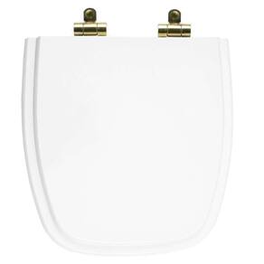 Tampa de Vaso Poliéster Com Fechamento Lento City Branco para louça Celite com Ferragem Dourada