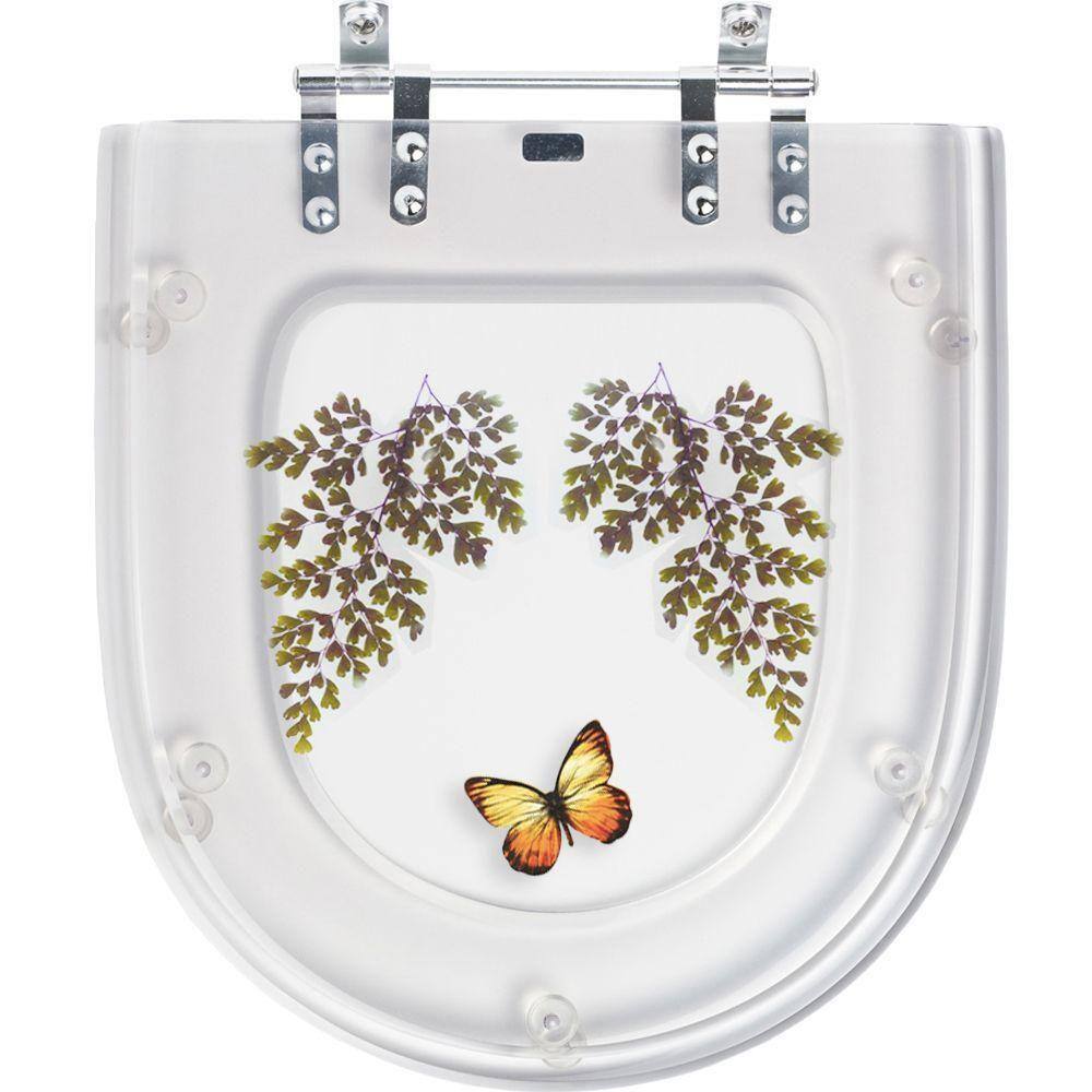 Tampa De Vaso Acrílico Carrara Transparente Decorada Borboleta Amarela para Deca