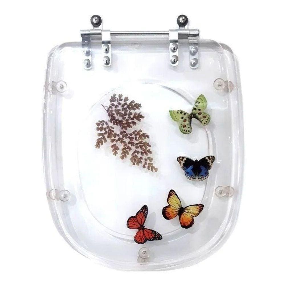 Tampa De Vaso Decorada Sabatini Icasa 4 Borboletas Cristal