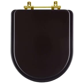 Tampa de Vaso Poliester Carrara Marrom Fosco para bacia Deca Com Ferragem Dourada